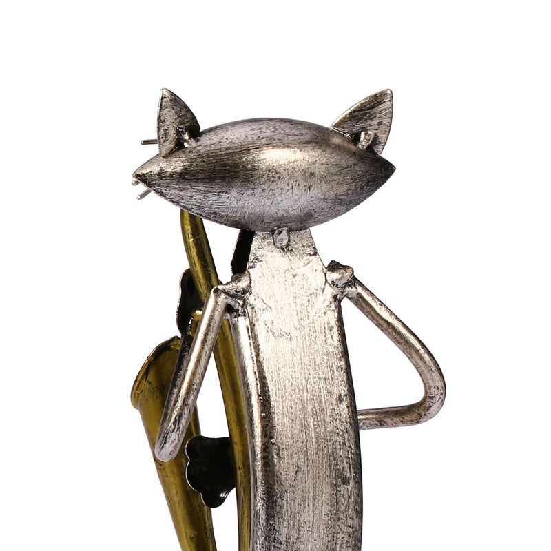 TOOARTS Too-arts A Playing Saxophone Cat Metal Sculpture Iron Statue Handwork Handicrafts, 3 Funny Design - Image 5